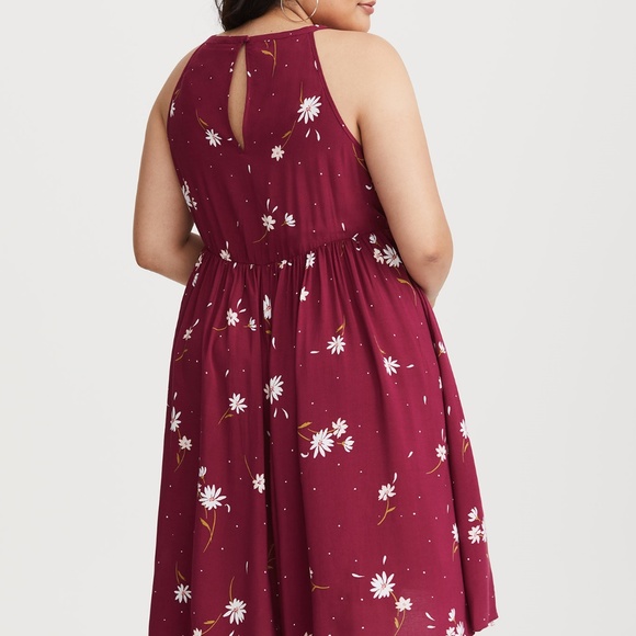 torrid | Dresses | Torrid Merlot Floral High Neck Challis Dress | Poshmark
